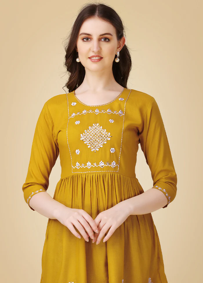 Mustard Readymade Viscose Top - Image 3