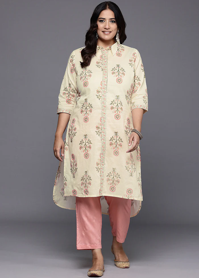 Off White Readymade Cotton Kurti