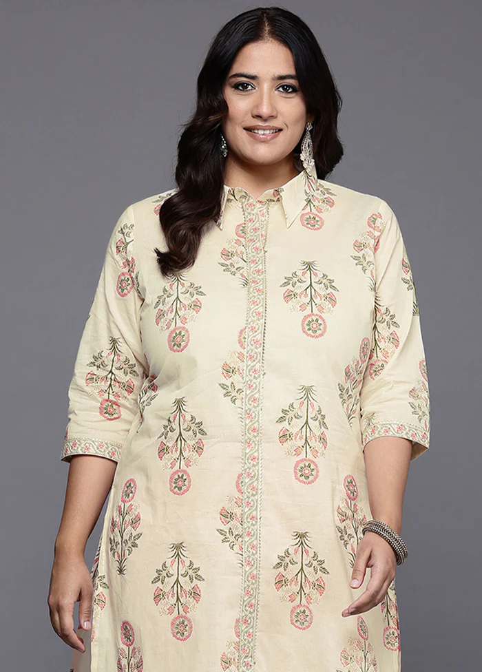 Off White Readymade Cotton Kurti - Image 2
