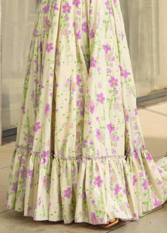 Off White Readymade Rayon Gown - Image 3