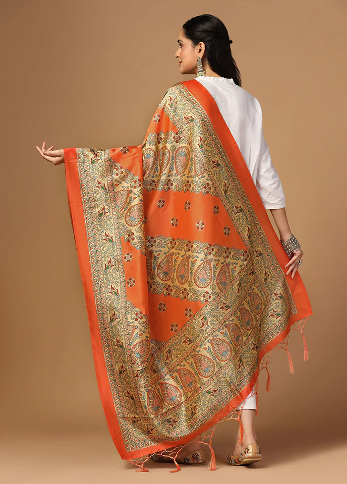 Orange Art Silk Dupatta - Image 2
