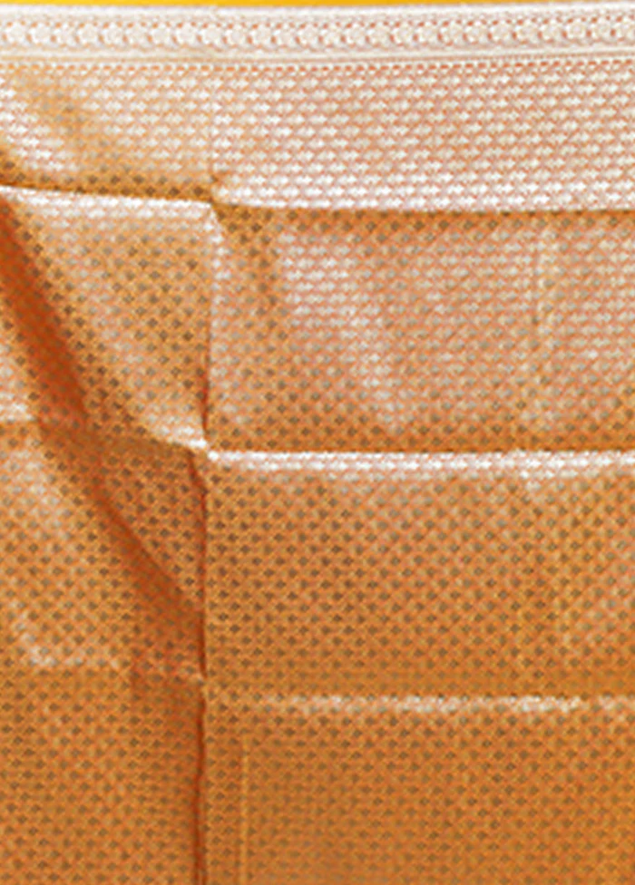 Orange Banarasi Silk Saree With Blouse Piece - Image 5