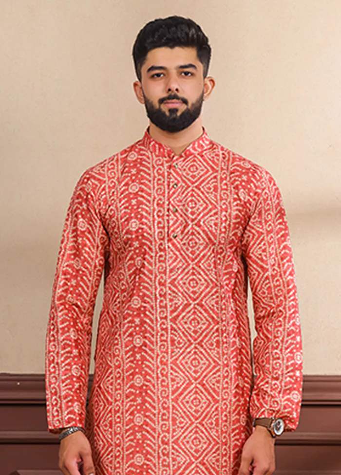 Orange Cotton Kurta & Pajama Set - Image 2