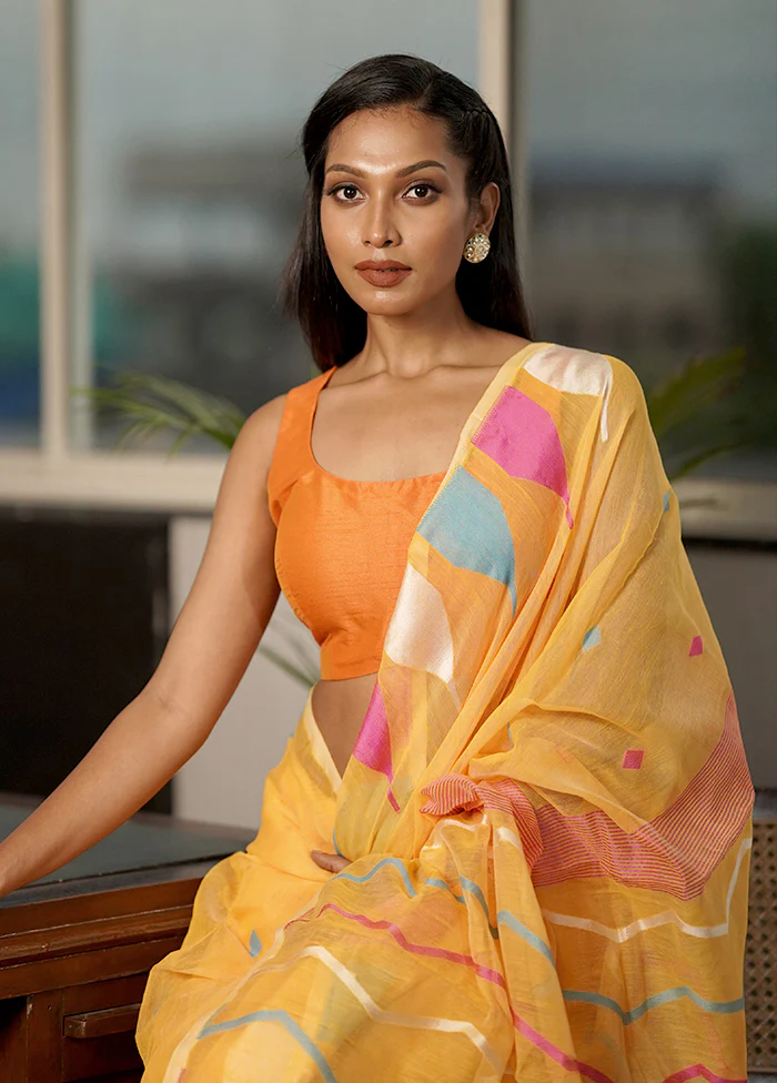 Orange Dupion Silk Designer Blouse - Image 3