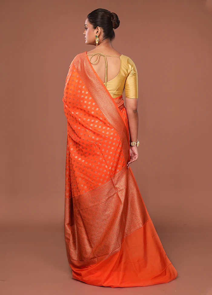 Orange Georgette Saree With Blouse Piece - Image 3