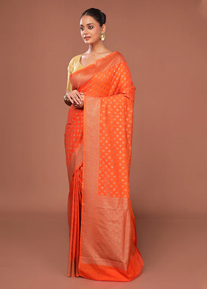 Orange Georgette Saree With Blouse Piece - Image 4