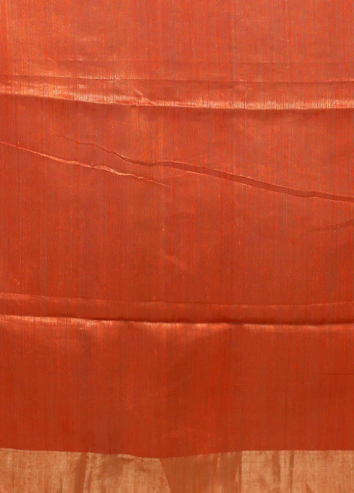 Orange Handloom Matka Pure Silk Saree With Blouse Piece - Image 5