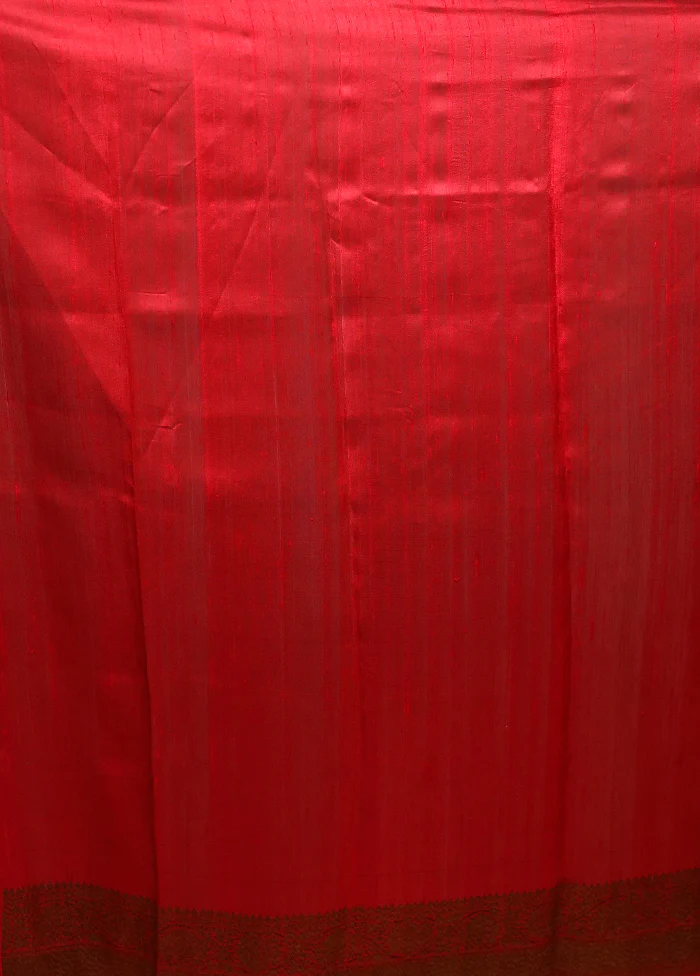 Orange Handloom Tussar Pure Silk Saree With Blouse Piece - Image 5