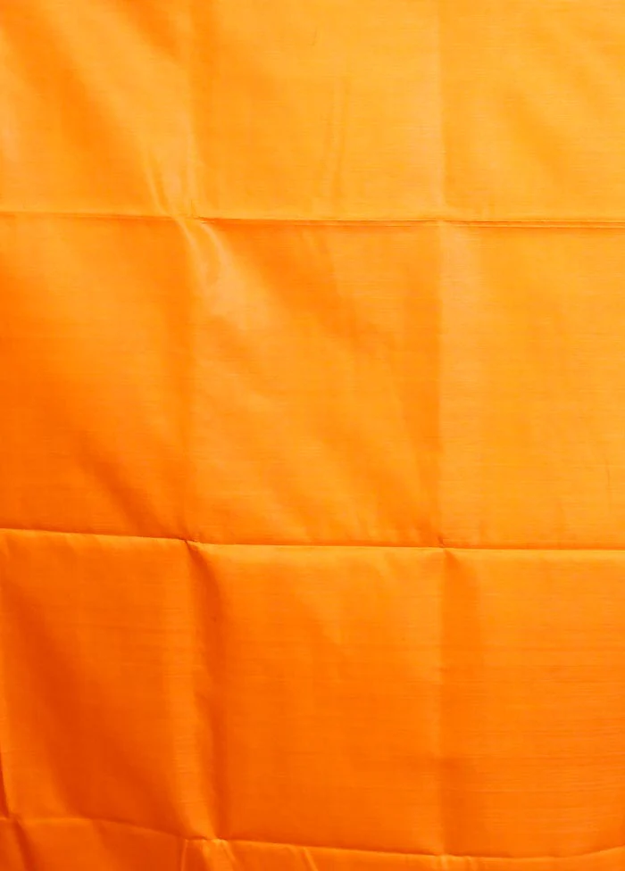 Orange Handloom Tussar Pure Silk Saree With Blouse Piece - Image 5