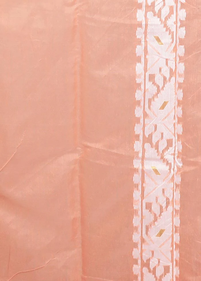 Orange Tant Jamdani Saree Without Blouse Piece - Image 5