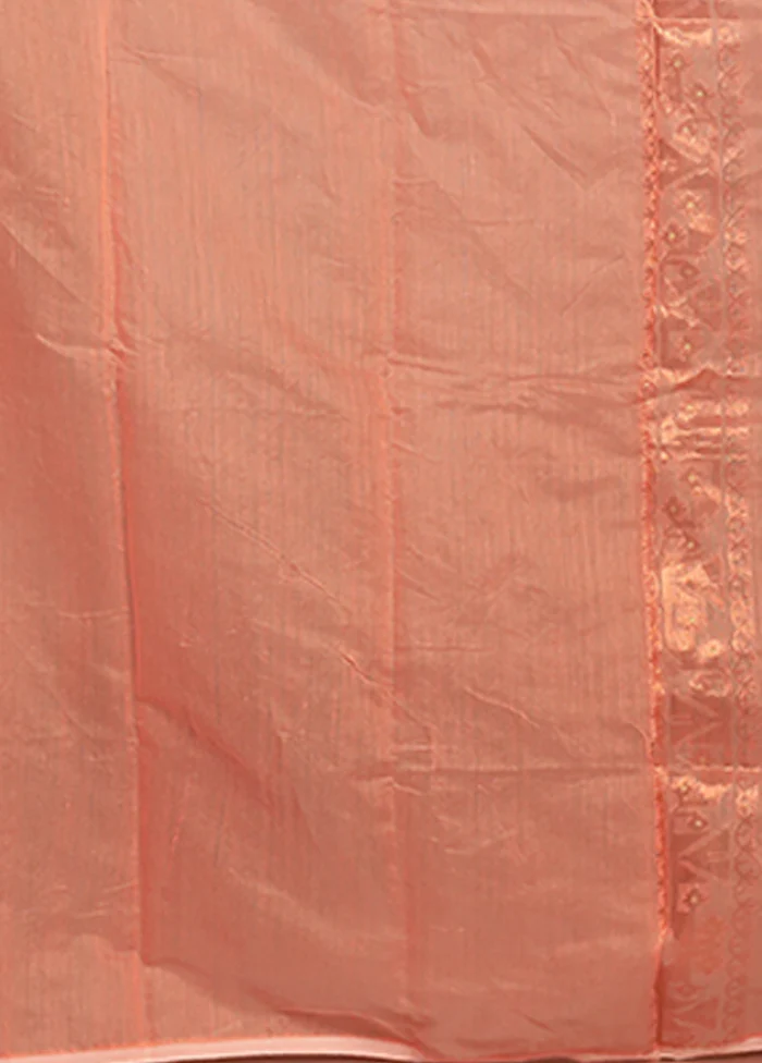 Orange Jamdani Cotton Saree Without Blouse Piece - Image 5