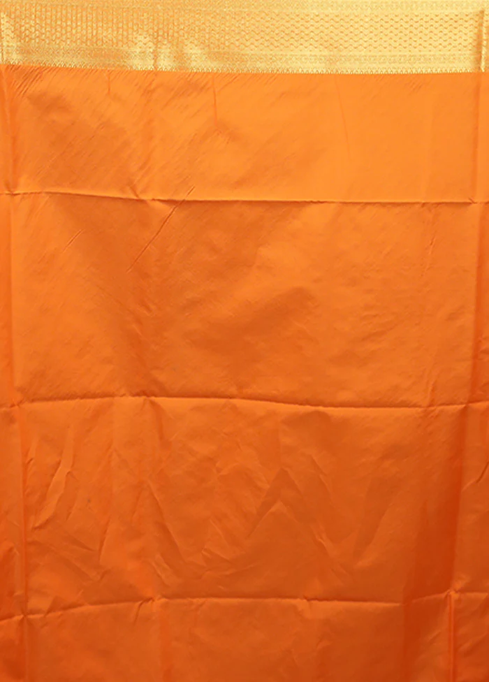 Orange Kanjivaram Silk Saree With Blouse Piece - Image 5