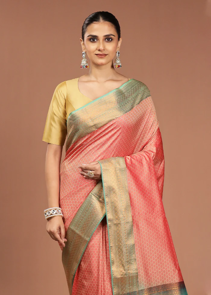 Orange Kanjivaram Silk Saree With Blouse Piece