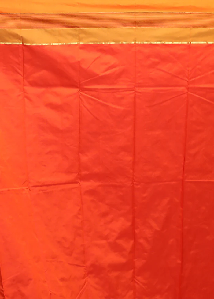 Orange Kanjivaram Silk Saree With Blouse Piece - Image 5