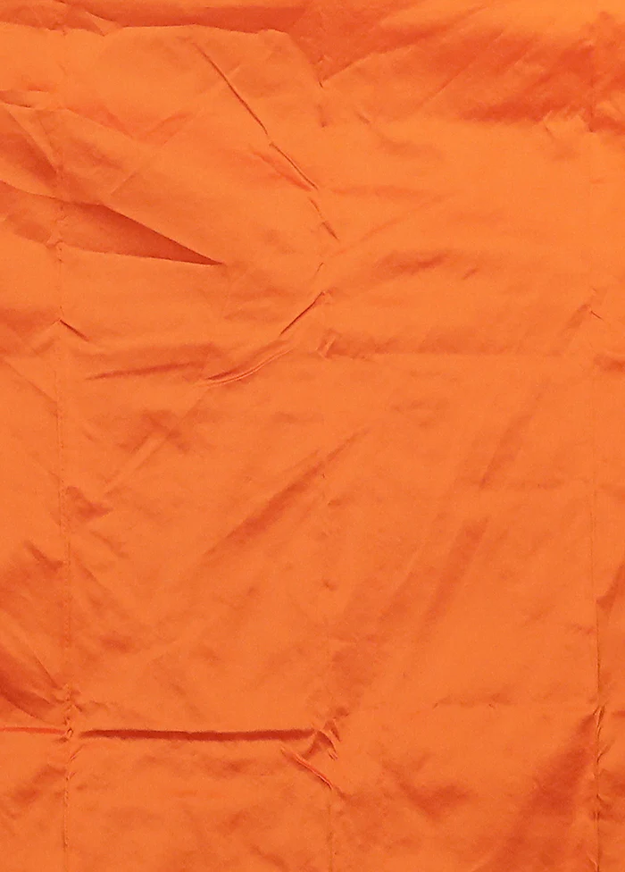 Orange Kanjivaram Silk Saree With Blouse Piece - Image 5