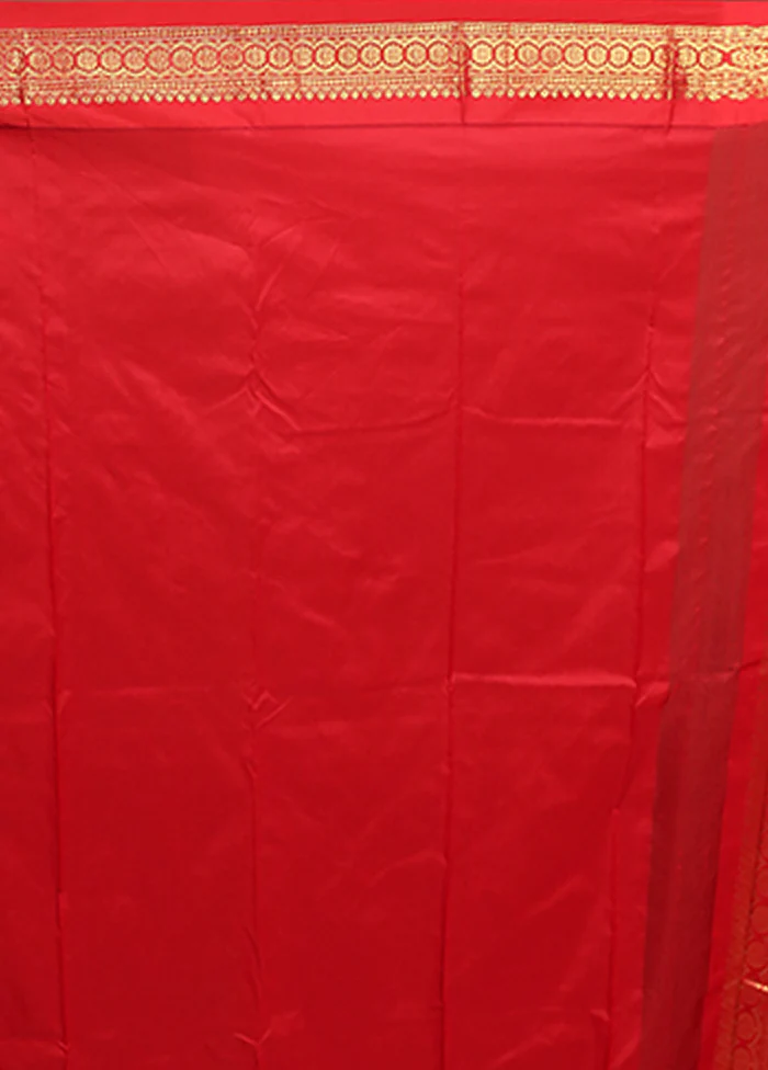 Orange Kanjivaram Silk Saree With Blouse Piece - Image 5