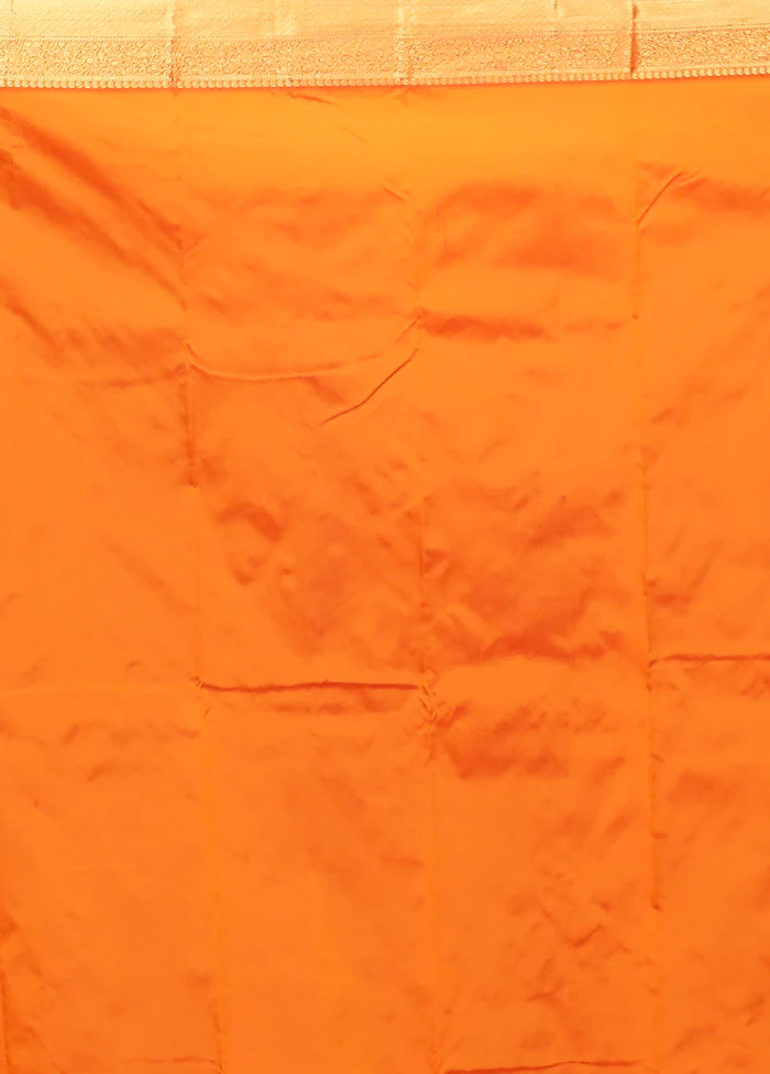 Orange Kanjivaram Silk Saree With Blouse Piece - Image 5