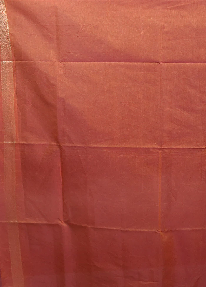 Orange Kora Silk Saree With Blouse Piece - Image 5