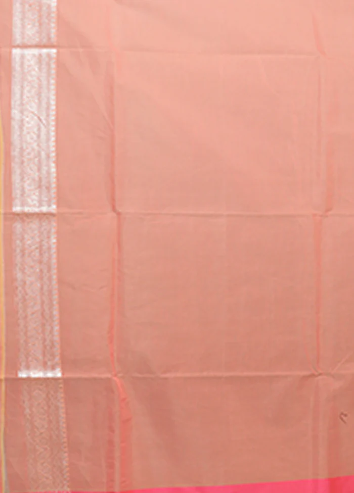 Peach Kora Silk Saree With Blouse Piece - Image 5
