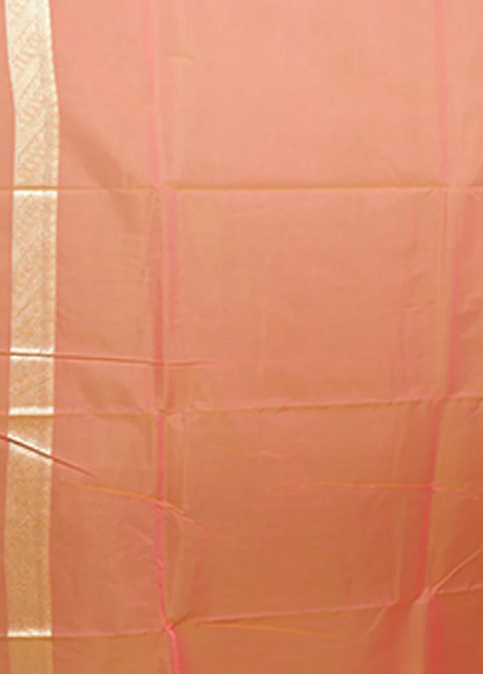 Orange Kora Silk Saree With Blouse Piece - Image 5