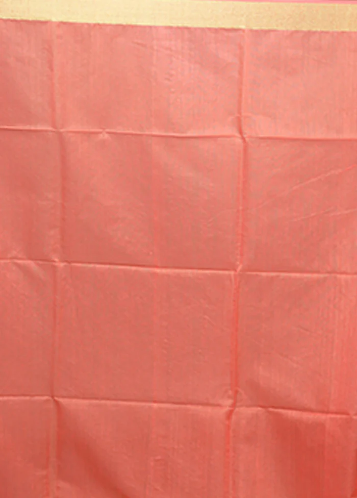Orange Matka Silk Saree With Blouse Piece - Image 5