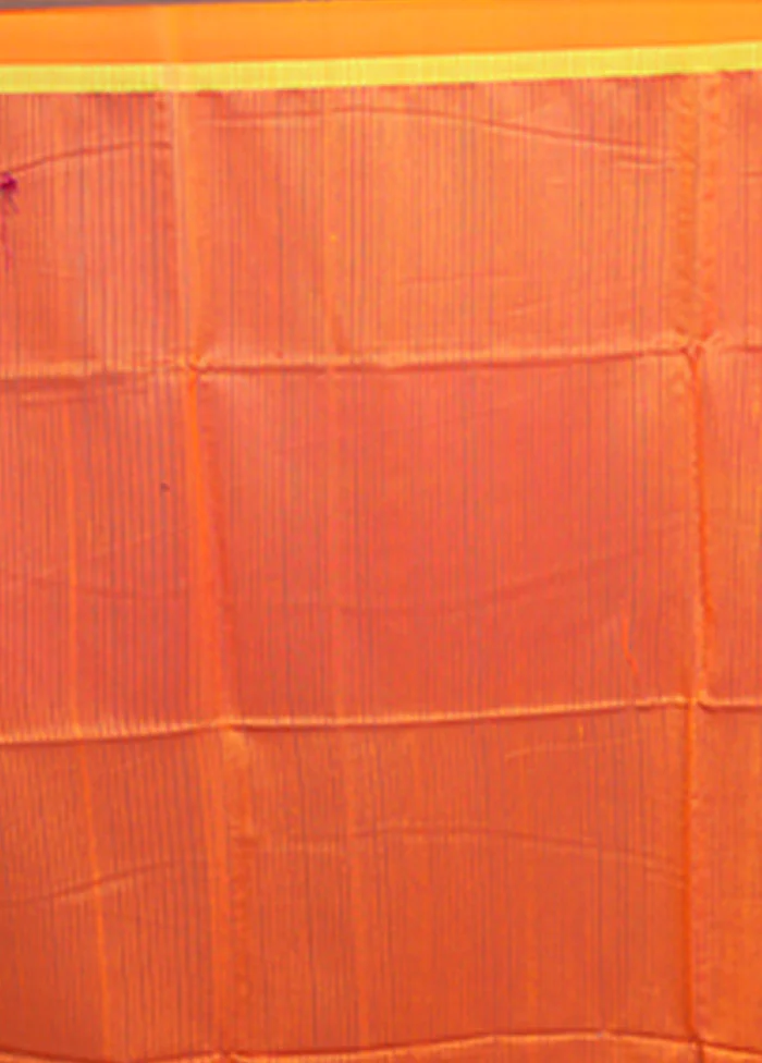 Orange Matka Silk Saree With Blouse Piece - Image 5