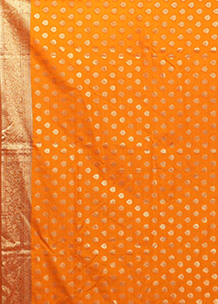 Orange Organza Saree With Blouse Piece - Image 5