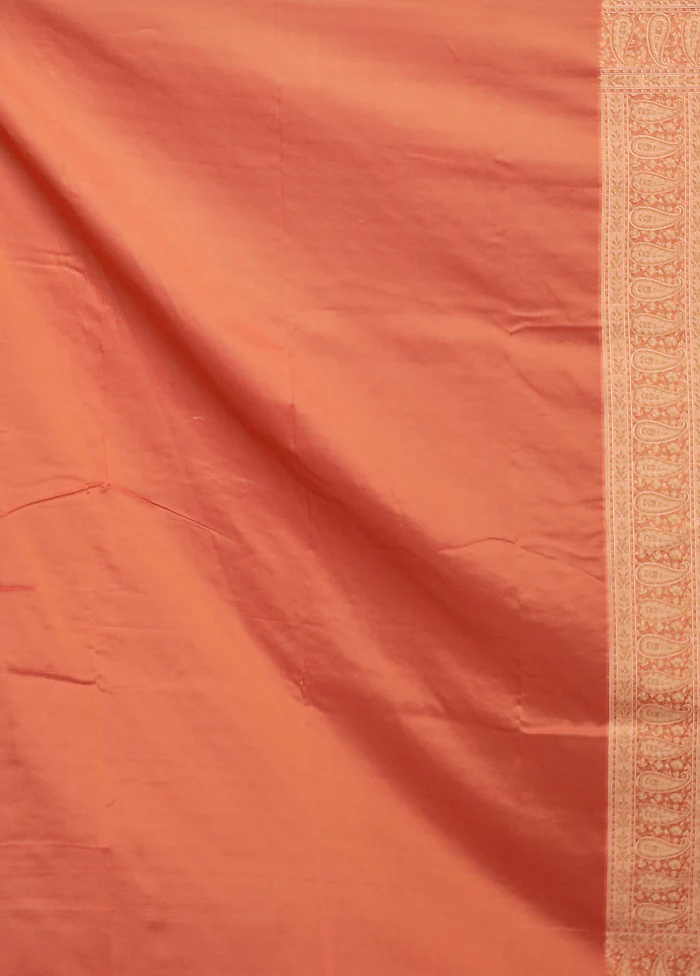 Orange Pure Cotton Saree With Blouse Piece - Image 5