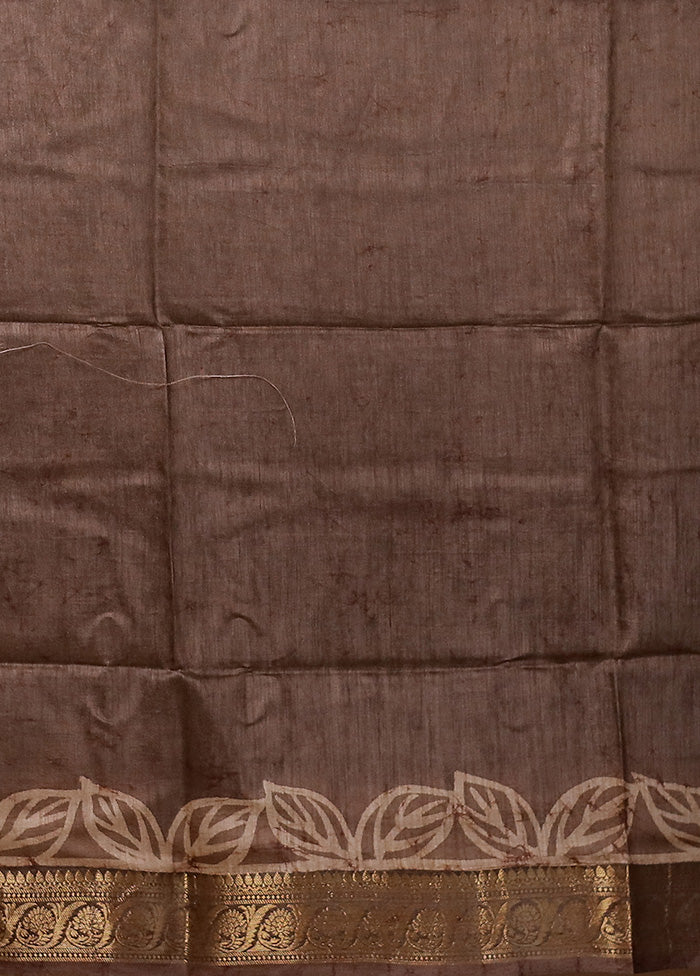 Orange Tussar Silk Saree With Blouse Piece - Image 5