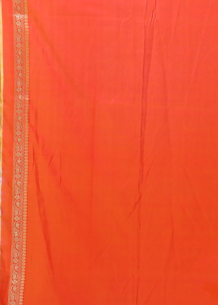 Orange Uppada Silk Saree With Blouse Piece - Image 5