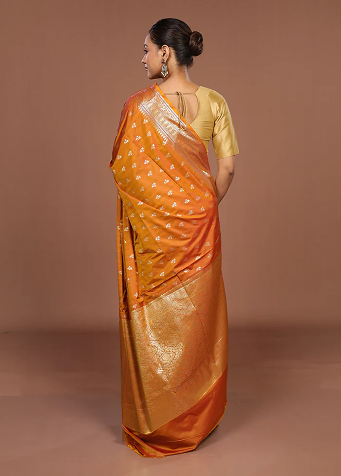 Orange Uppada Silk Saree With Blouse Piece - Image 3