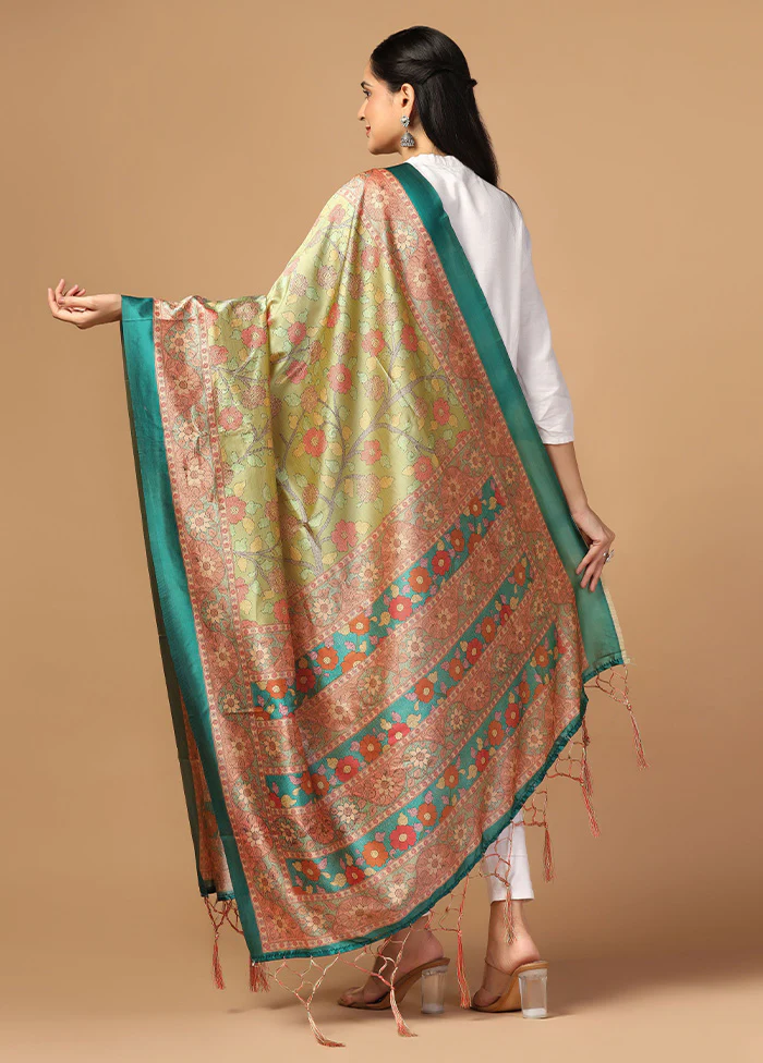 Parrot Green Art Silk Dupatta - Image 2