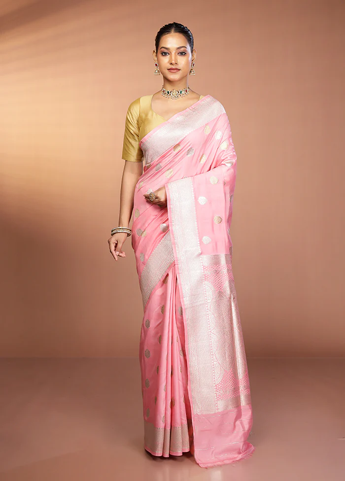 Peach Banarasi Silk Saree With Blouse Piece - Image 2