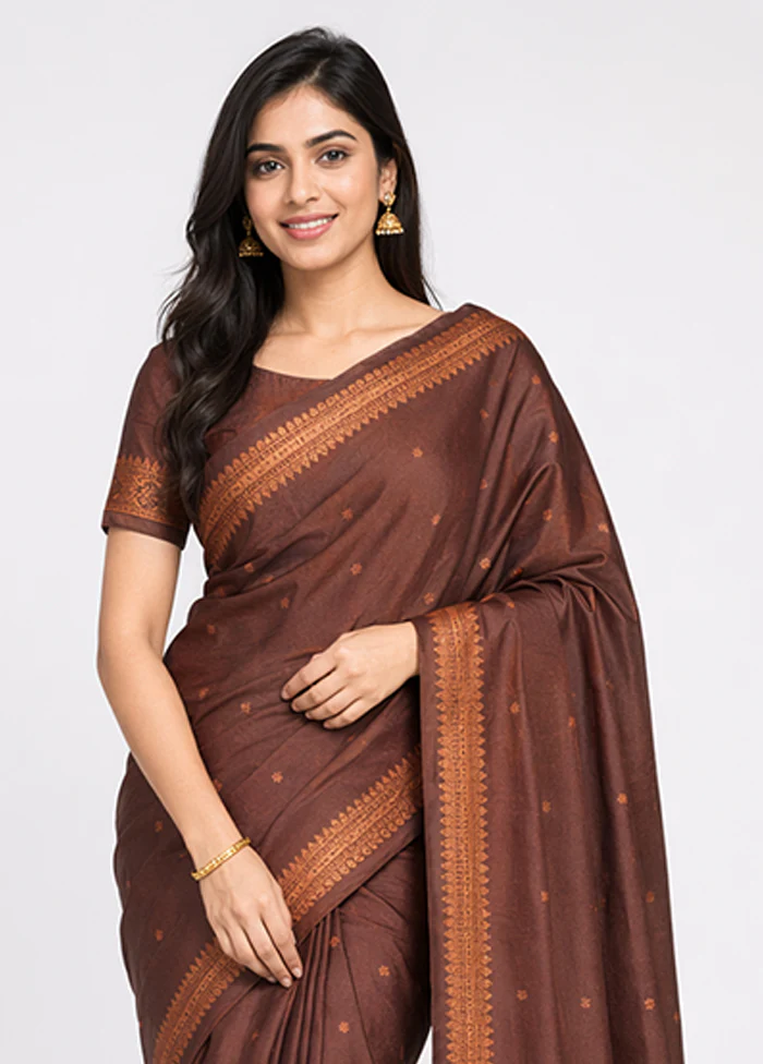 Peach Banarasi Silk Saree With Blouse Piece - Image 2