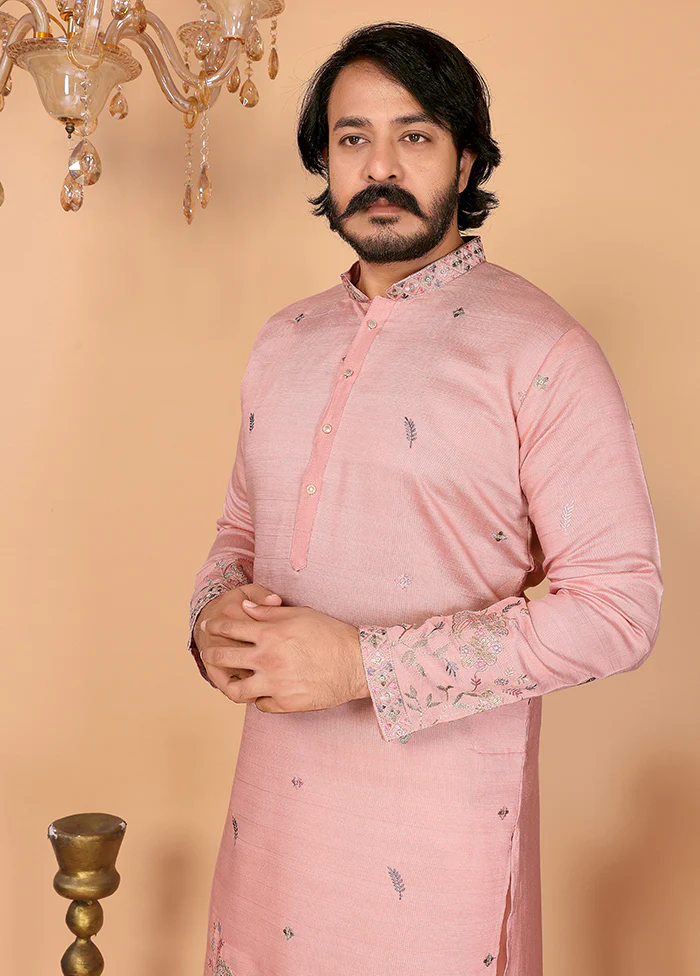 Peach Cotton Kurta & Pajama Set - Image 2