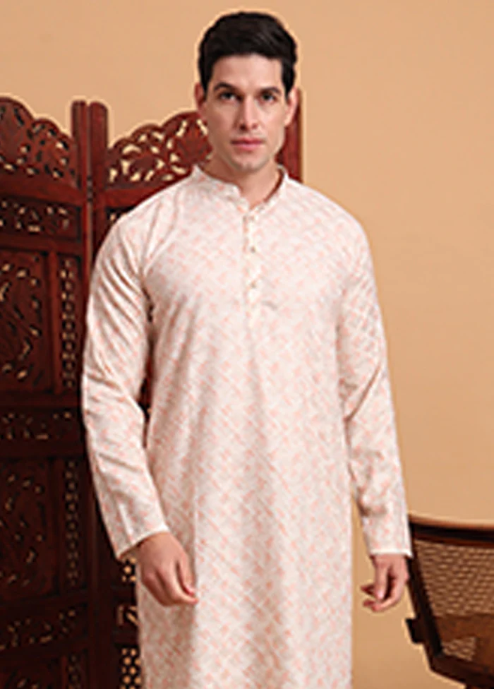 Peach Cotton Kurta - Image 2