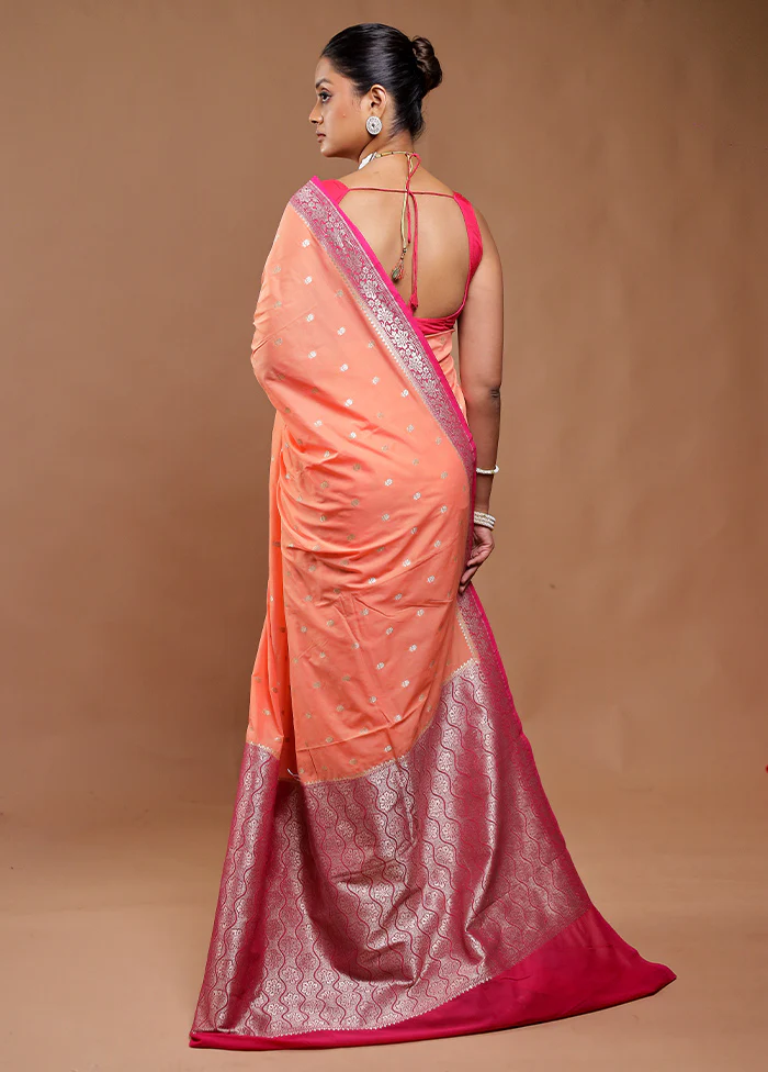 Peach Dupion Silk Saree With Blouse Piece - Image 3