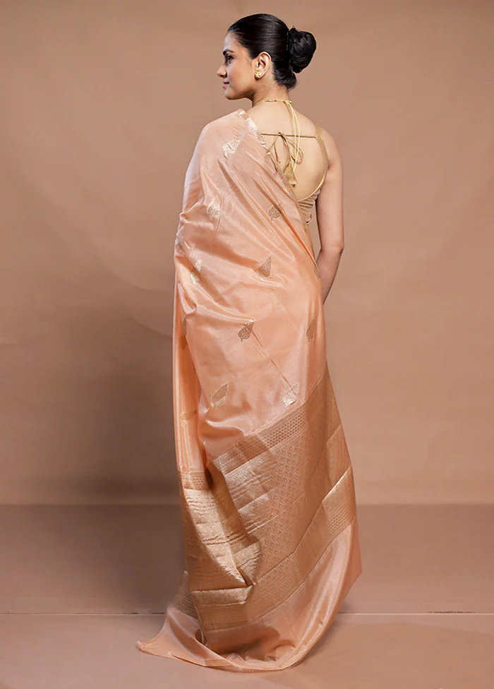 Peach Dupion Silk Saree With Blouse Piece - Image 3