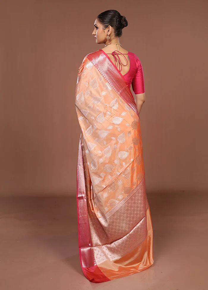 Peach Dupion Silk Saree With Blouse Piece - Image 3