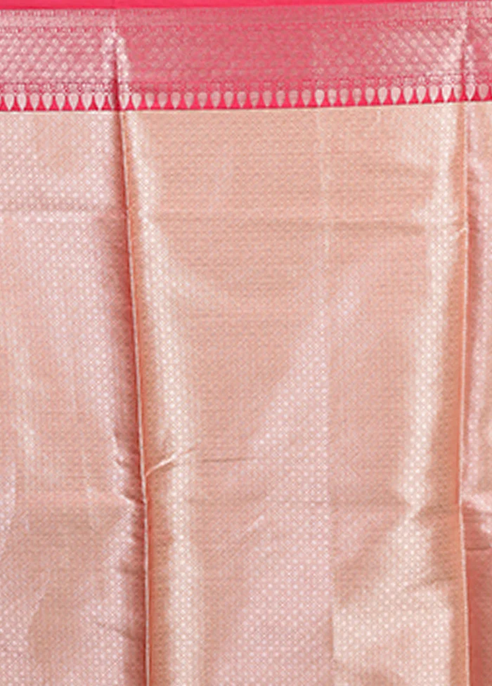 Peach Dupion Silk Saree With Blouse Piece - Image 5