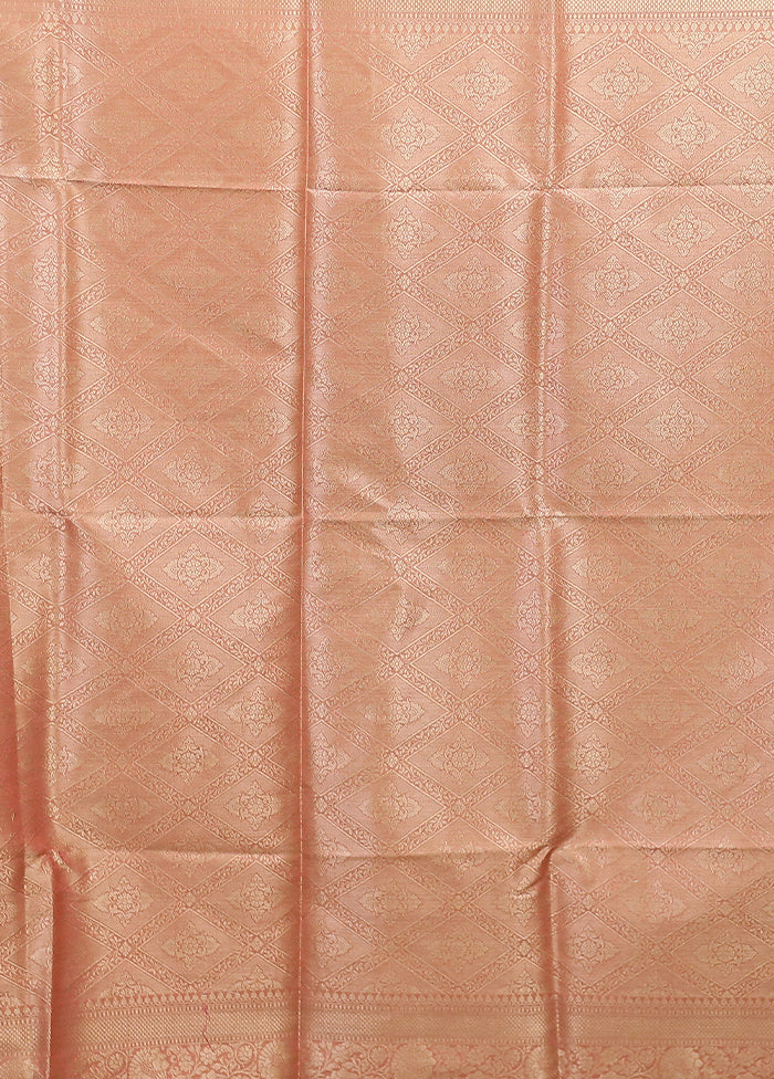 Peach Dupion Silk Saree With Blouse Piece - Image 5