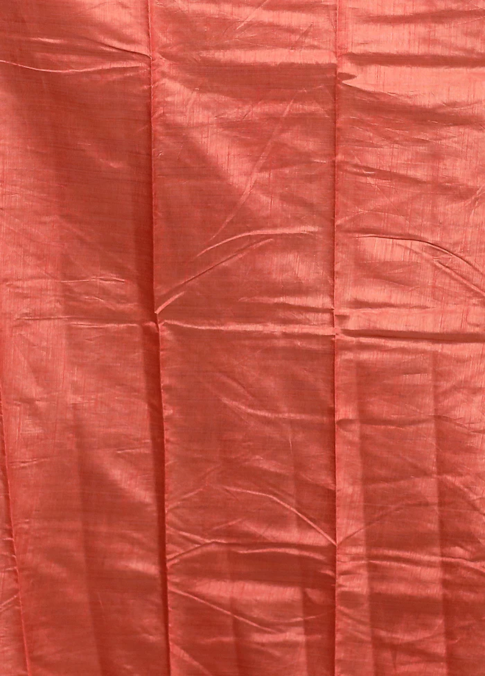 Peach Dupion Silk Saree With Blouse Piece - Image 5