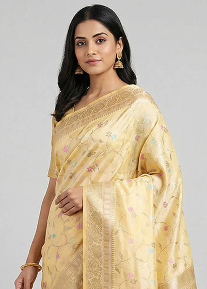 Peach Dupion Silk Saree With Blouse Piece - Image 2