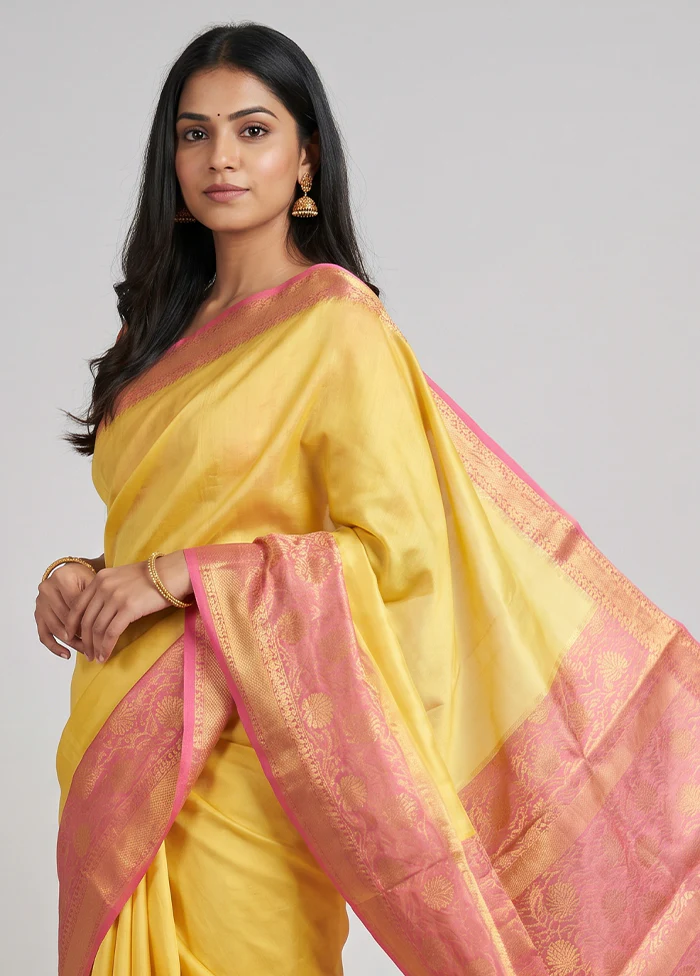 Peach Handloom Dupion Pure Silk Saree With Blouse Piece - Image 2