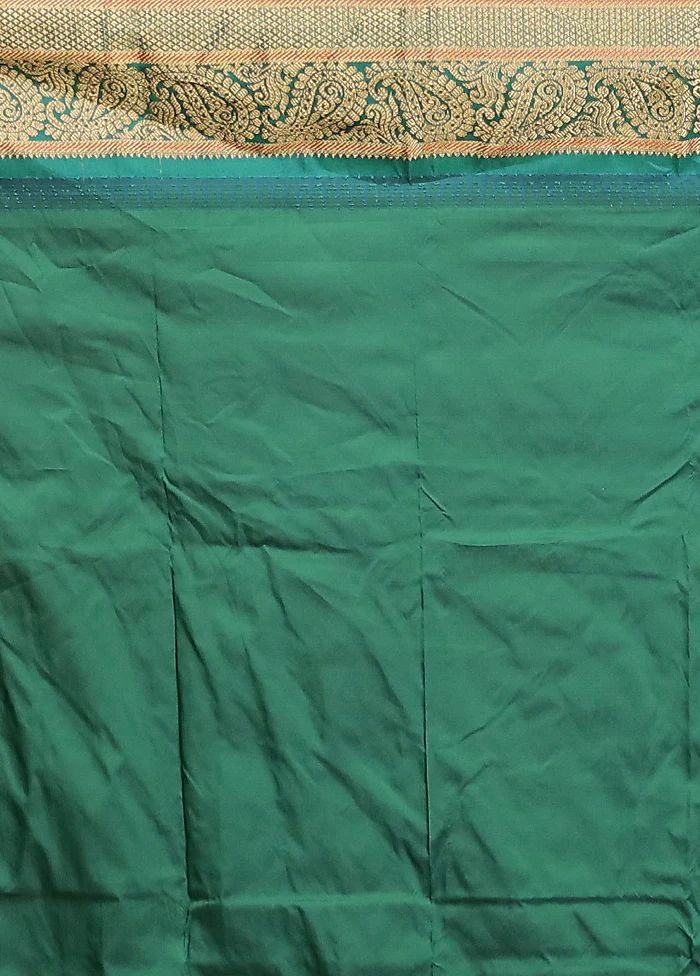 Peach Handloom Kanjivaram Pure Silk Saree With Blouse Piece - Image 5