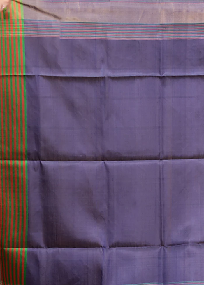 Peach Handloom Kalakshetra Pure Silk Saree With Blouse Piece - Image 5