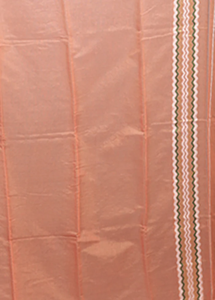 Peach Jamdani Cotton Saree Without Blouse Piece - Image 5