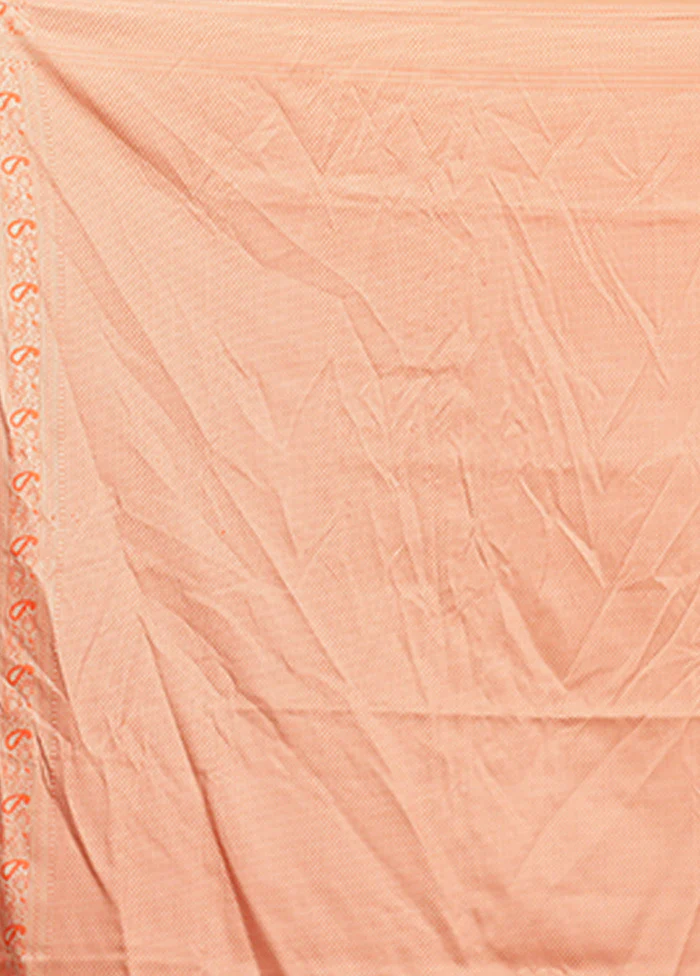 Peach Jamewar Silk Saree With Blouse Piece - Image 5