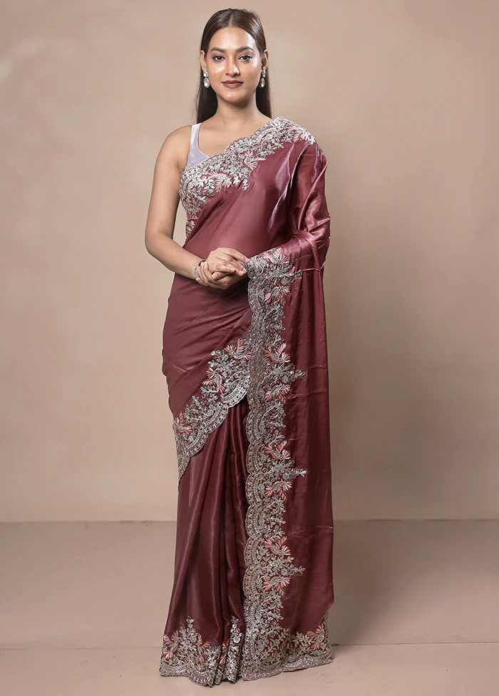 Peach Silk Saree With Blouse Piece - Image 2