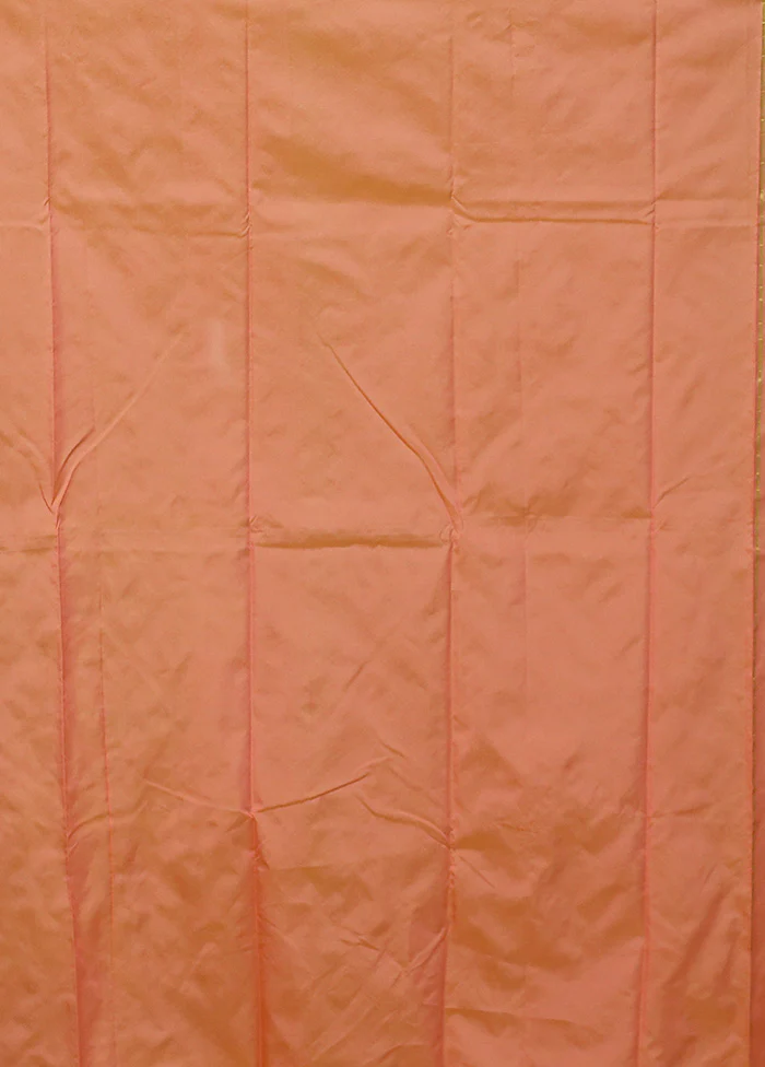 Peach Kanjivaram Silk Saree With Blouse Piece - Image 5
